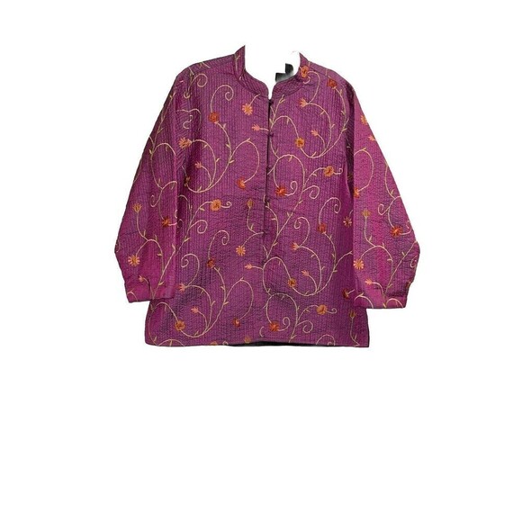 Sam Hilo Purple Pink Embroidered Jacket Reversible Large - Picture 1 of 7